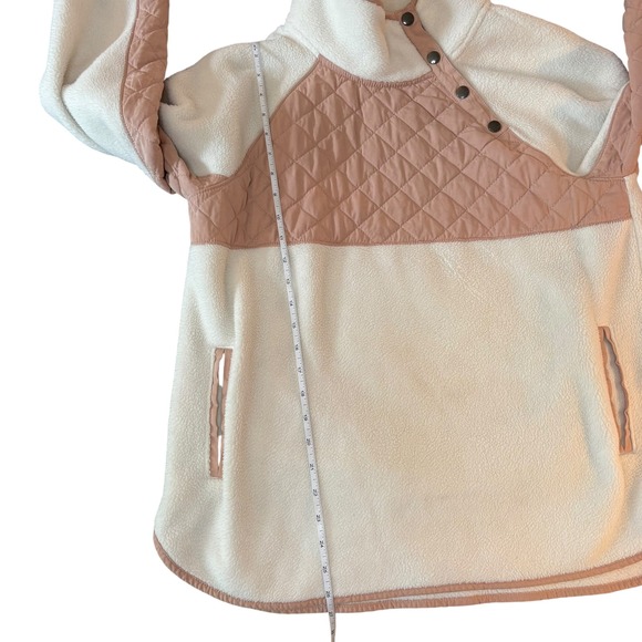 Abercrombie &‎ Fitch Womens Cream Pink Quilted Fleece Pullover Sweatshirt - Picture 4 of 8
